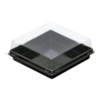 Siyah Taban Kare Pasta Kabı Set 12x12x4,5 cm