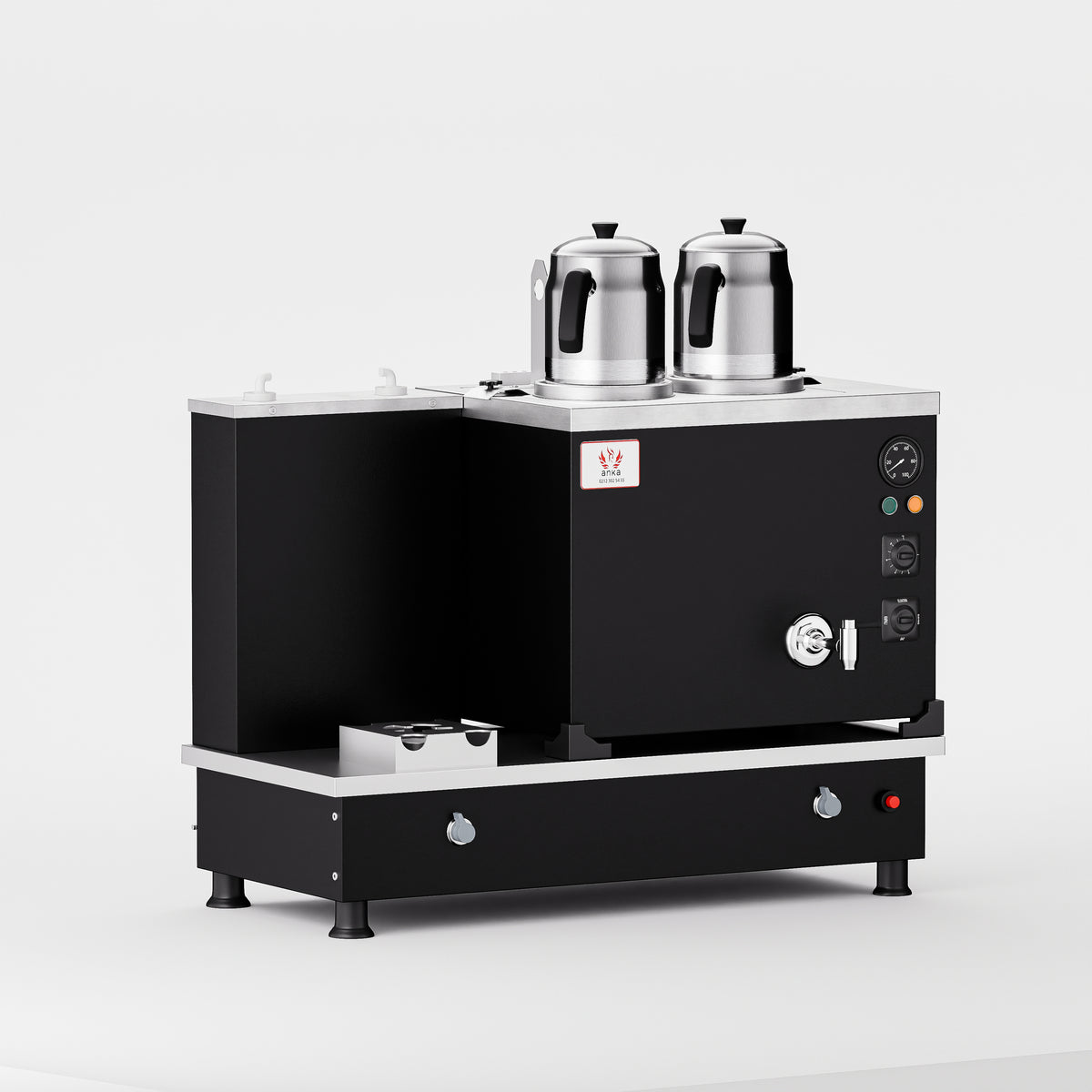 Statik Turbo Hibrit Çay Makinesi 20 LT 2 Demlik yan görünüm