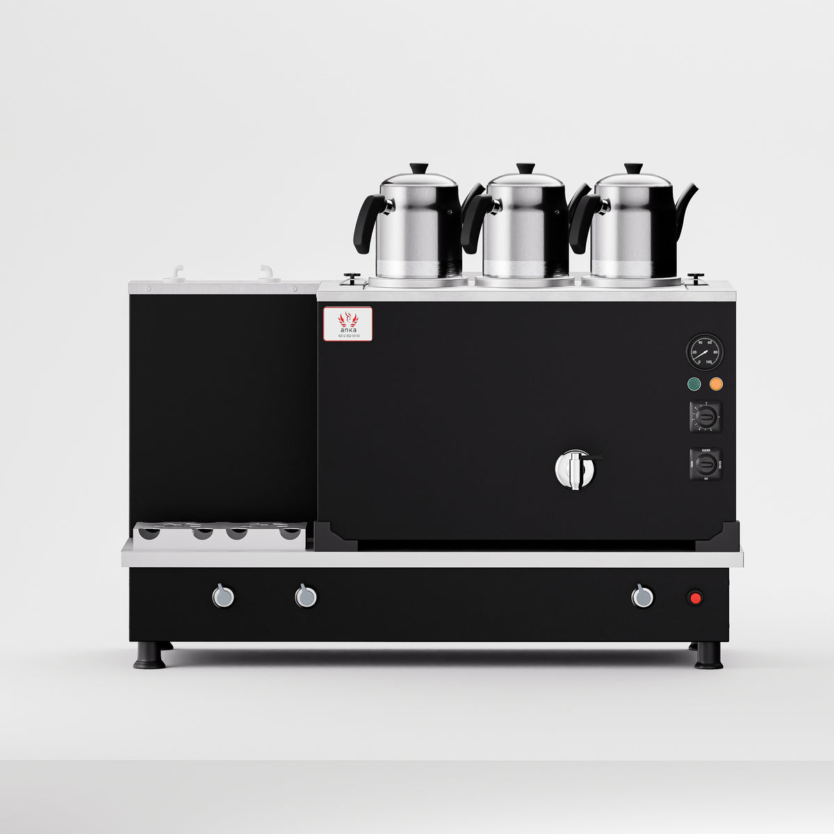 Statik Turbo Hibrit Çay Makinesi 30 LT 3 Demlik ön görünüm