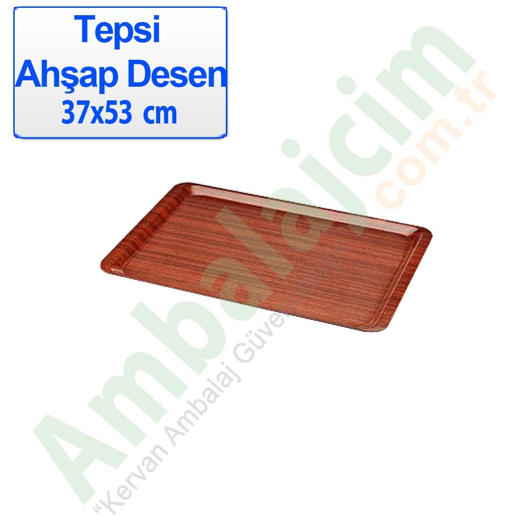 Tepsi Fastfood Plastik 37x53 Cm Ahşap Desenli Kaymaz 1 adet