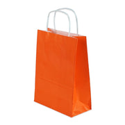 Turuncu Burgu Saplı Küçük Boy Kağıt Çanta 18x24x8 cm