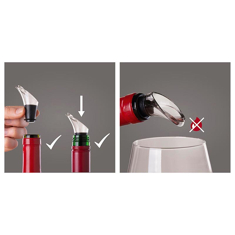Vacu Vin 18540612 Kristal Şarap Servis, 2 parça, Siyah