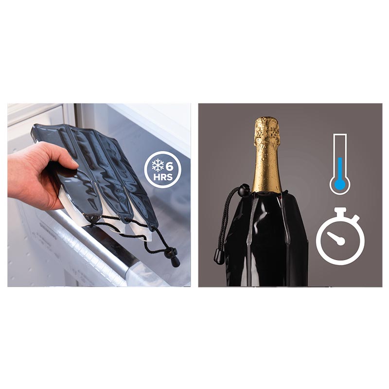 Vacu Vin 38856606 Aktif Şampanya Soğutucu, Siyah