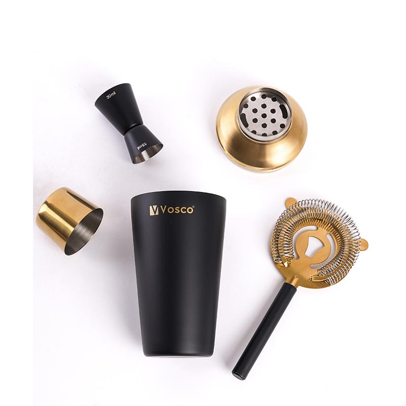 Vosco VSCG-3 3 Parça Golden Bar Kokteyl Seti, Siyah