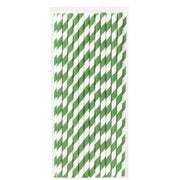 Yeşil Çizgili Beyaz Kağıt Pipet 6mmx19,7cm